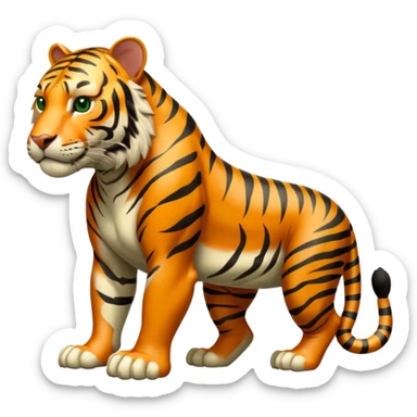 full body muscular tiger on all fours, completely green with black stripes, no orange sticker