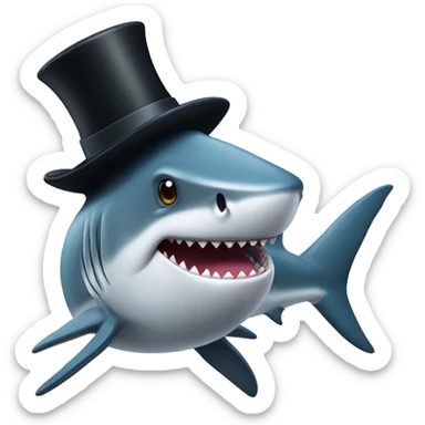 Shark with a top hat sticker