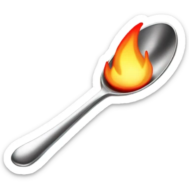 Spoon being heated by flame  sticker