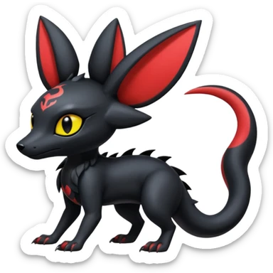 Shiny Dark Edgy Gothic Gloomy Futuristic Salandit-Umbreon-Noibat-Litten-Hybrid (Full body) sticker
