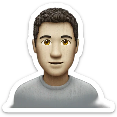 A man made of half computer code and half human sticker