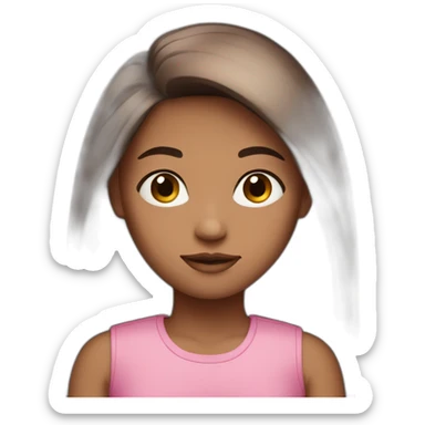Pretty Darker girl with pink top and brown long straights hair  sticker