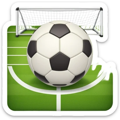 Europian Football. A football resting on the grass of a soccer field, with goalposts and field markings in the background. The scene highlights the ball's position at the center of the action, emphasizing the competitive atmosphere and readiness for play. sticker