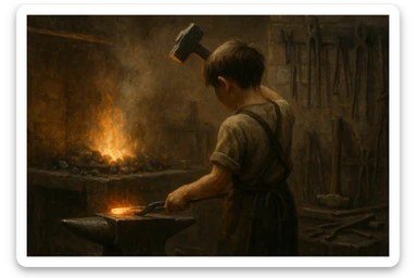 Sartaroshxonada ishlayotgan o'mirin yoshli bola yuzi ko'rinmasin sticker