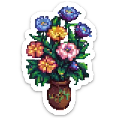 flower bouquet, pixel art style sticker