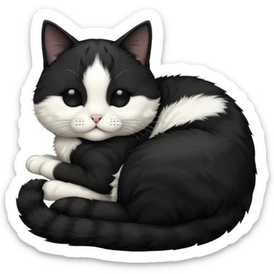 tuxedo short haired cat with his eyes closed sleeping sticker