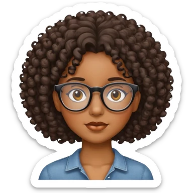 black girl with curly hair and glasses  sticker