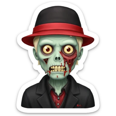 zombie in red hats black jacket sticker