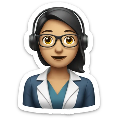 Virtual receptionist with headset sticker