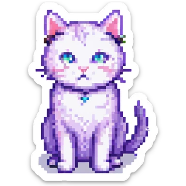 A pixel art cat, standing, simple and cute. sticker