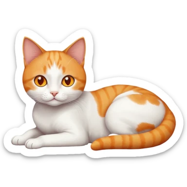 full body tiny short hair ginger and white cat with orange eyes lying down sticker
