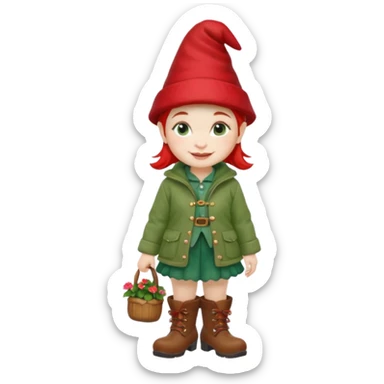 short girl garden gnome sticker