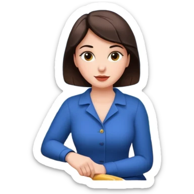 Pretty, sexy, slightly curvy white woman with short dark brown hair, riding a train through the Alps Mountains sticker