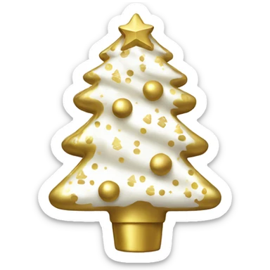 Gold and white christmas tree sticker