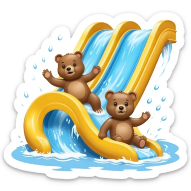 2 bears on a water slide sticker