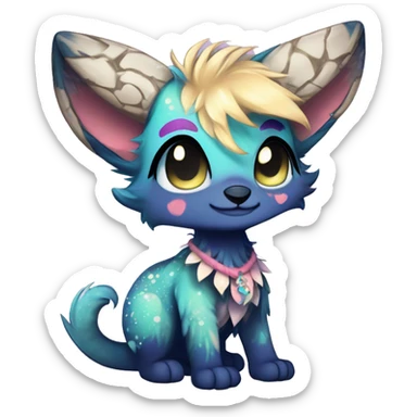 Cool cute Kawaii edgy fantasy animal sparkle fursona Fionbri creature by griffsnuff & LiLaiRa & Falvie full body sticker