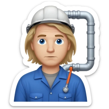 customer. 1 person only white male with shoulder normal person cloths. adult. pipeline technician change the expression and the shape of the face change the color of eyes. just the technician nothing all sticker