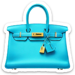 Cyan blue birkin with gold accents and Hermes twillys  sticker