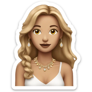 Beautiful model with light brown hair and jewellery on sticker