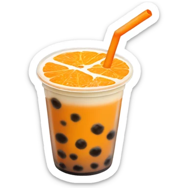 Boba tea orange sticker
