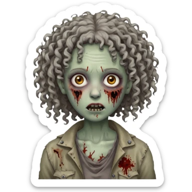 woman curly haired zombie sticker