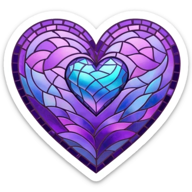 purple heart with a mosaic pattern sticker