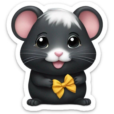 Black hamster with bow sticker