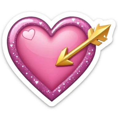 Genera un sticker tipo phone OS, un corazón rosa con una flecha y brillos sticker