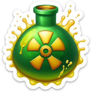 create a poison bomb which is radioactive in color, make the poison inside spoiling out and make the bomb gradient from green to yellow sticker
