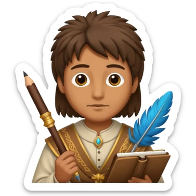 ancient Feathered pen scholar sticker