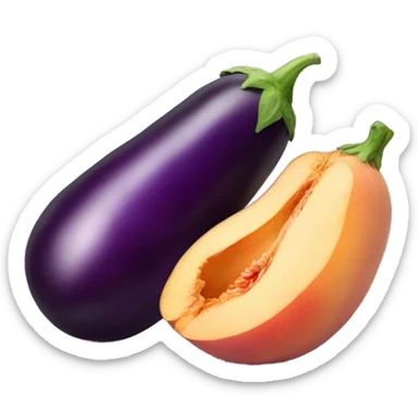 Eggplant between a peach  sticker