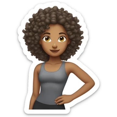 mixed race girl with curly hair doing pilates sticker