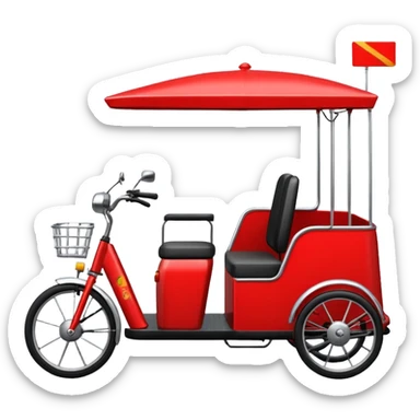generate an ios genmoji of an e rickshaw red sticker