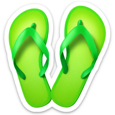 Realistic lime green gradient pair of summer flip flops isolated. sticker