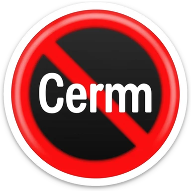Cermin red prohibited inside with white text 26 with black circle sticker