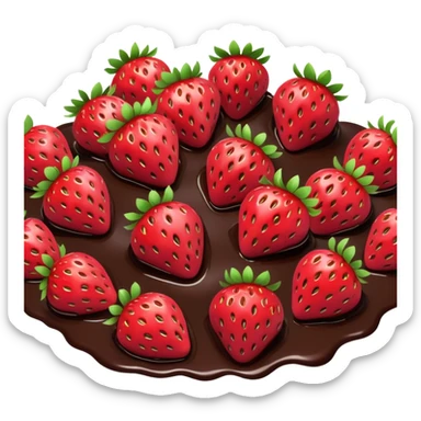 lots of strawberries in melted chocolate sticker