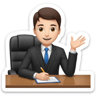 un recruteur qui pose une question à son bureau à un candidat sticker