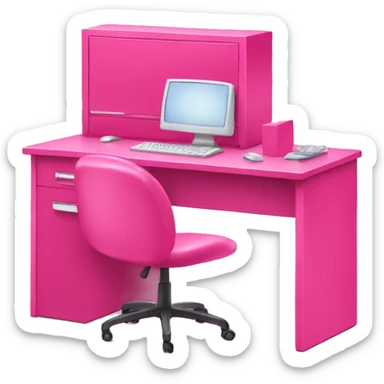 Hot pink desk with pink computer  sticker