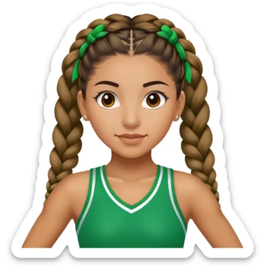 Hispanic cheerleader with braids in green sticker