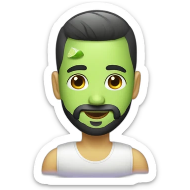 shaved hair boy with black beard with mojito sticker