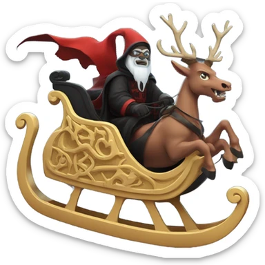 Satan’s scary sleigh flying to town  sticker