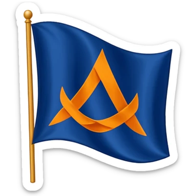 Orange triangle wavy flag with a dark blue khanda symbol sticker