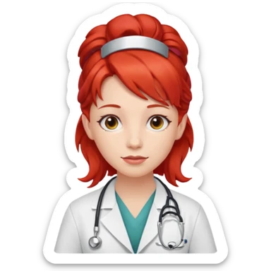 doctor with red hairclips on hair sticker