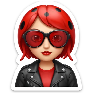 a badass ladybug with sunglasses and a leather jacket sticker