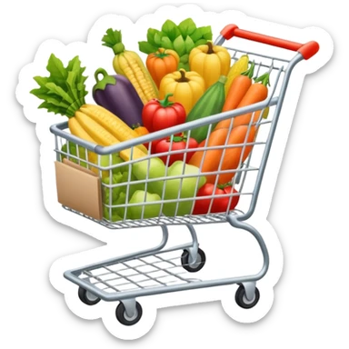 shopping cart full groceries sticker