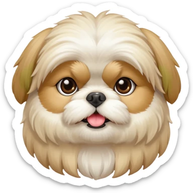 generame la imagen de un perrito raza chitzu de color cremita, totalmente cremita sin esos colores marron oscuro en su cara sticker