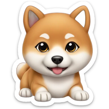 Baby shiba inu cartoon with red colour of background sticker