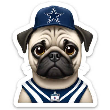 Pug with a Dallas cowboys jersey  sticker