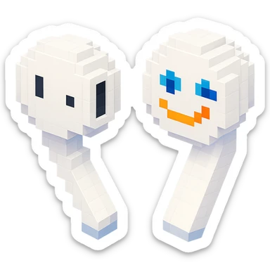 white EarPods headphones with a playful twist, floating in mid-air sticker