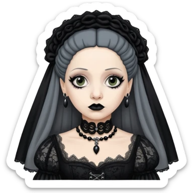 Lene Lovich like a gothic bride in dirty lace sticker